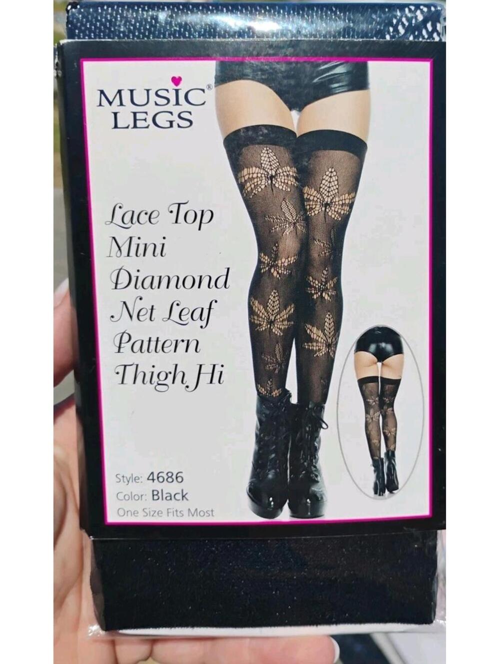 Brand New Lace Thigh High Stockings With Lace Top Music Legs  Mary Jane Leaf!